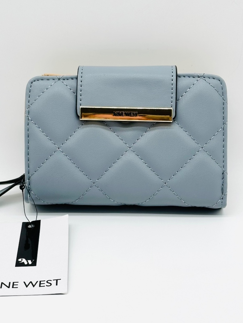 Nine West Mirabella Quilted French Wallet Bluestone NWT